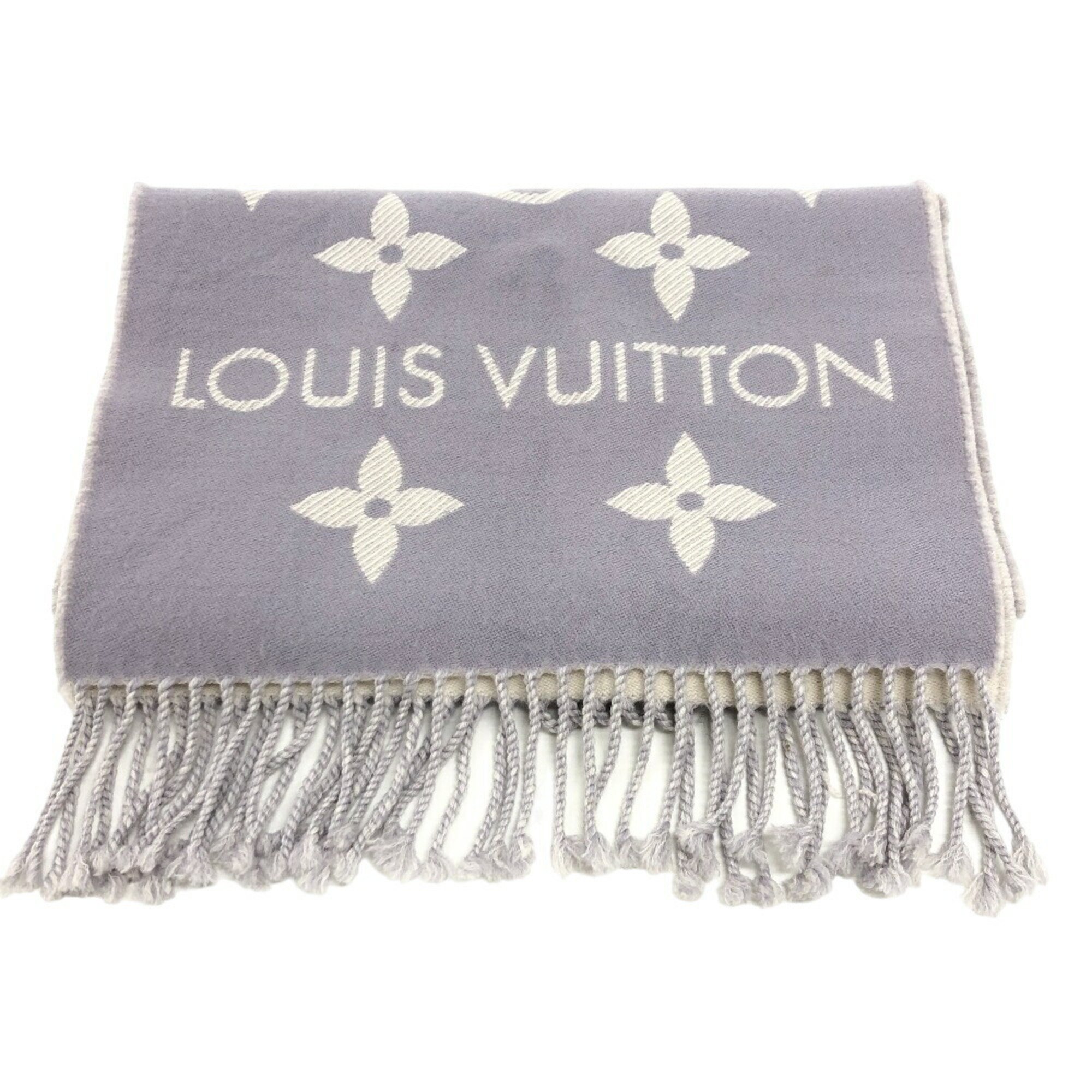 LOUIS VUITTON M77727 Essential Monogram Scarf Gris Clair Women's