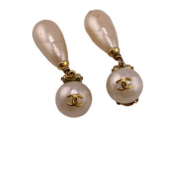 CHANEL 94A Faux Pearl Earrings Gold Women's