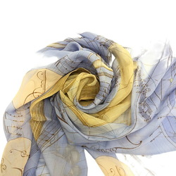 HERMES Hermes Carré 90 Music Played by Spherical Shapes Viola Scarf Muffler Blue Women's
