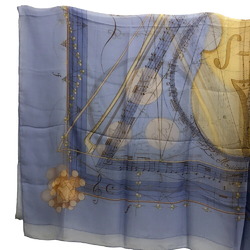 HERMES Hermes Carré 90 Music Played by Spherical Shapes Viola Scarf Muffler Blue Women's