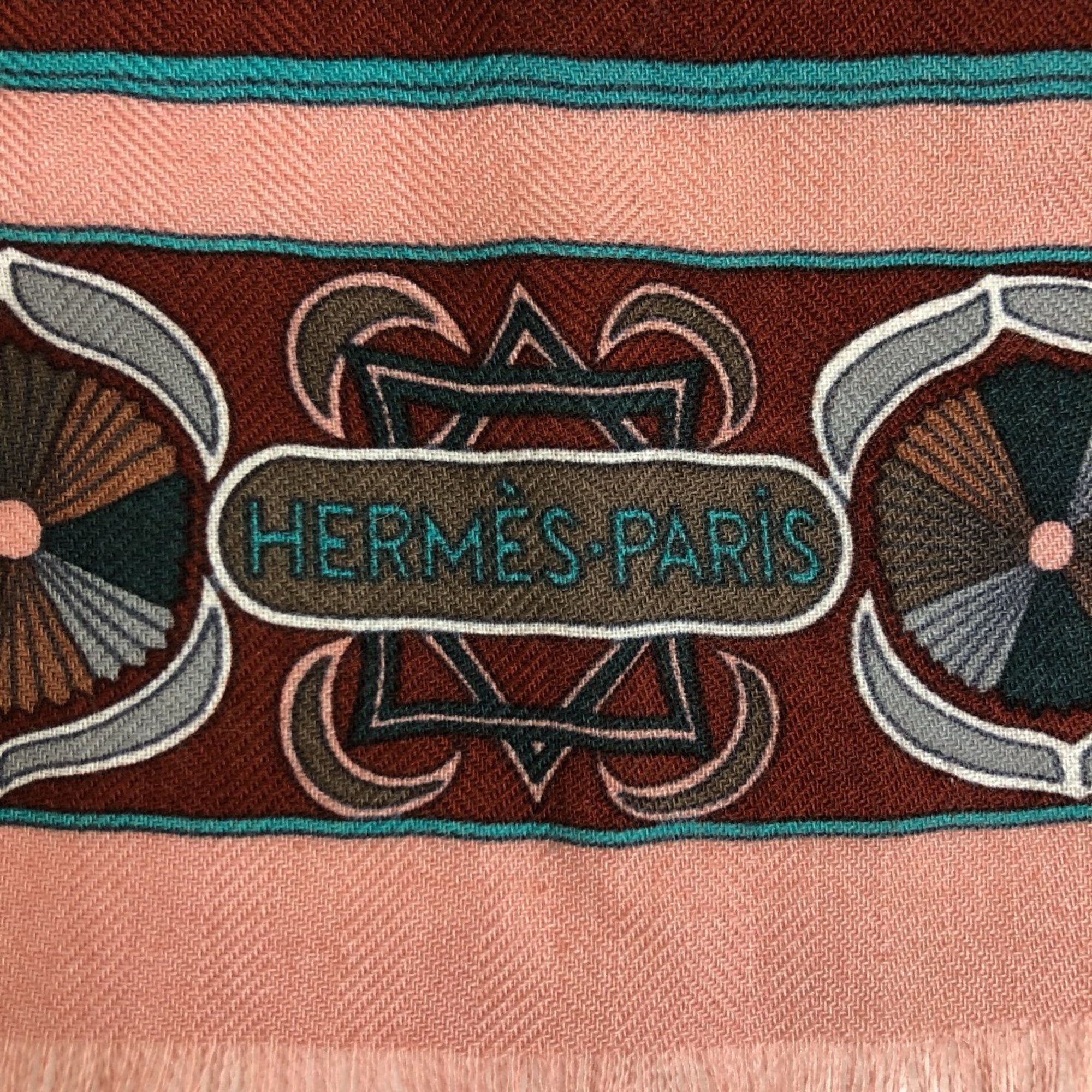 HERMES Hermes Carre 90 Folklor Scarf Muffler Pink Women's