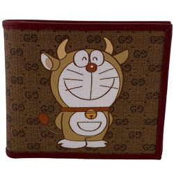GUCCI 654498 Doraemon Bi-fold Wallet Brown Unisex