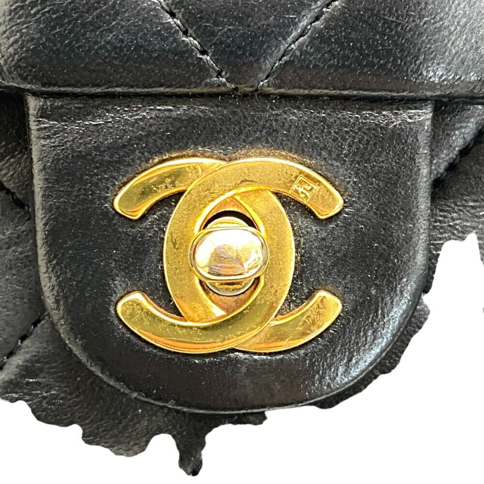 CHANEL Chanel Matelasse 20 Single Flap Chain Coco Mark Shoulder Bag Black Women's