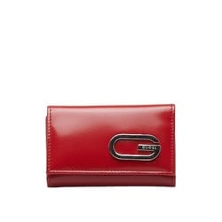 Gucci G Key Case Red Silver Leather Women's GUCCI