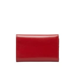 Gucci G Key Case Red Silver Leather Women's GUCCI