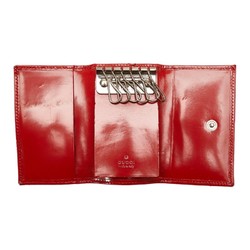 Gucci G Key Case Red Silver Leather Women's GUCCI