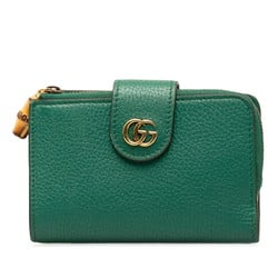 Gucci Bamboo Bi-fold Compact Wallet 739498 Green Leather Women's GUCCI