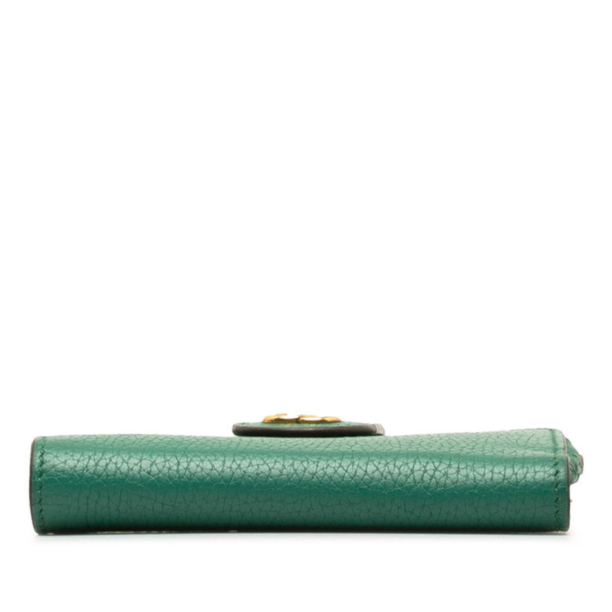 Gucci Bamboo Bi-fold Compact Wallet 739498 Green Leather Women's GUCCI