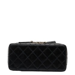 Chanel Matelasse Coco Mark Chain Vanity Bag Makeup Box Black Lambskin Women's CHANEL