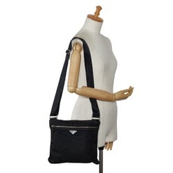 Prada Triangle Plate Shoulder Bag Black Nylon Women's PRADA