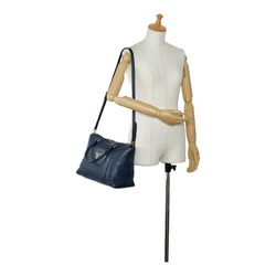 Prada Handbag Shoulder Bag 1BA063 Navy Gold Leather Women's PRADA