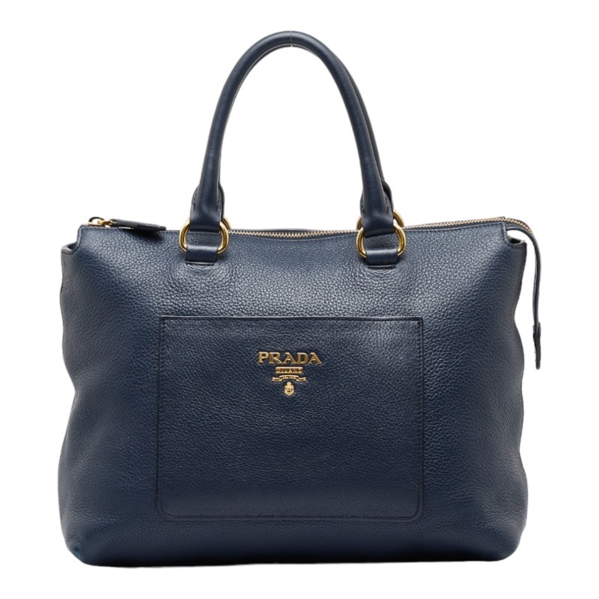 Prada Handbag Shoulder Bag 1BA063 Navy Gold Leather Women's PRADA