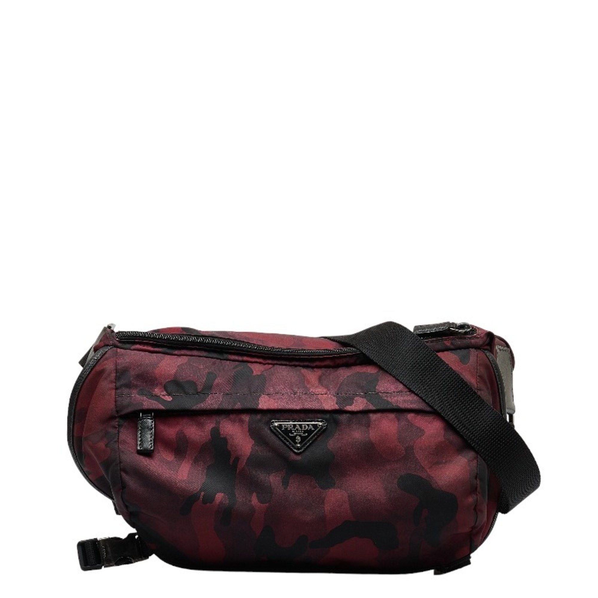 Prada Camouflage Shoulder Bag VA0991 Red Black Nylon Women's PRADA
