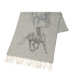 Hermes Gallop Pirouette Horse 23SS Scarf Grey Cashmere Women's HERMES