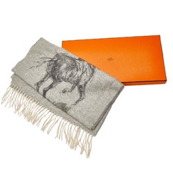 Hermes Gallop Pirouette Horse 23SS Scarf Grey Cashmere Women's HERMES