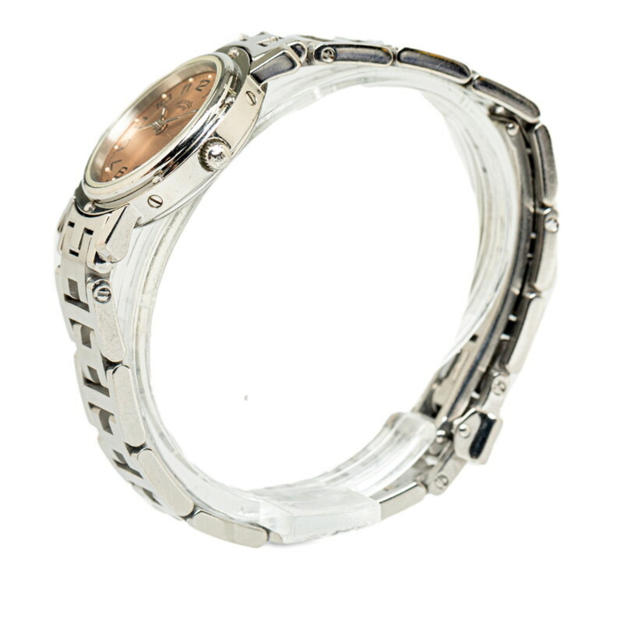 Hermes Clipper Watch CL4.210 Quartz Pink Dial Stainless Steel Women's HERMES