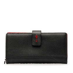 Christian Louboutin Paloma Long Wallet 3195086 Navy Red Leather Women's