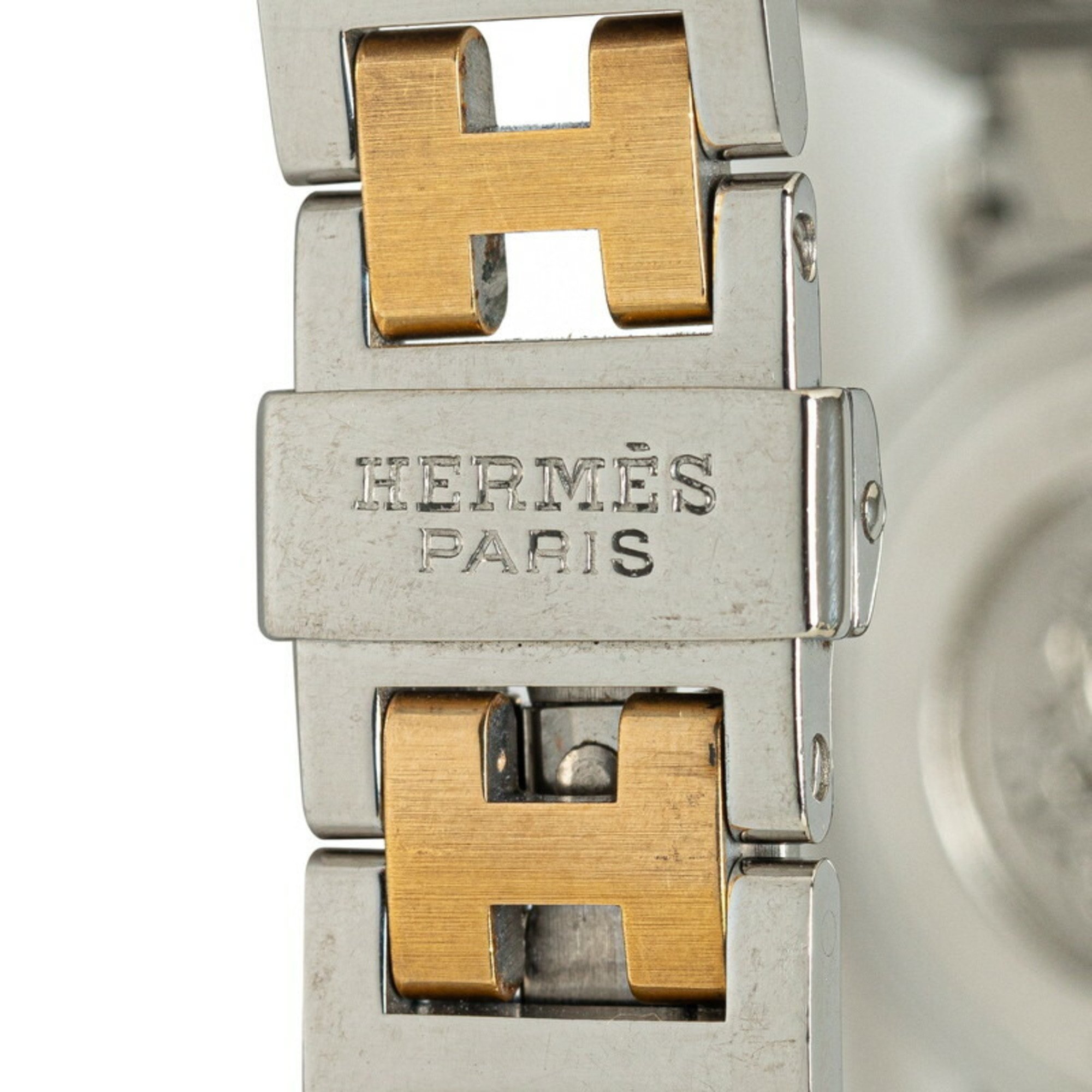 Hermes Clipper Watch CL4.220 Quartz Ivory Dial Stainless Steel Plated Women's HERMES