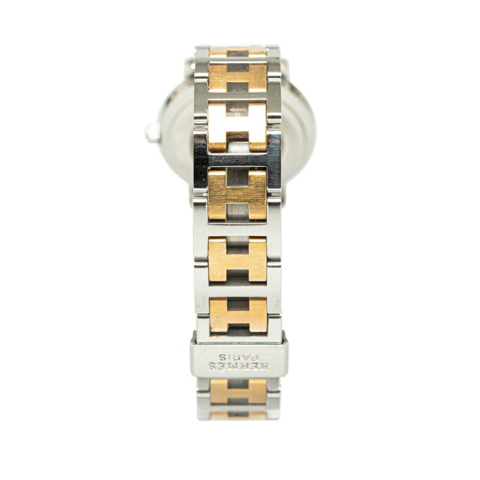 Hermes Clipper Watch CL4.220 Quartz Ivory Dial Stainless Steel Plated Women's HERMES