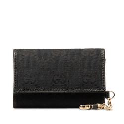 Gucci GG Canvas 6-ring Key Case 154184 Black Leather Women's GUCCI