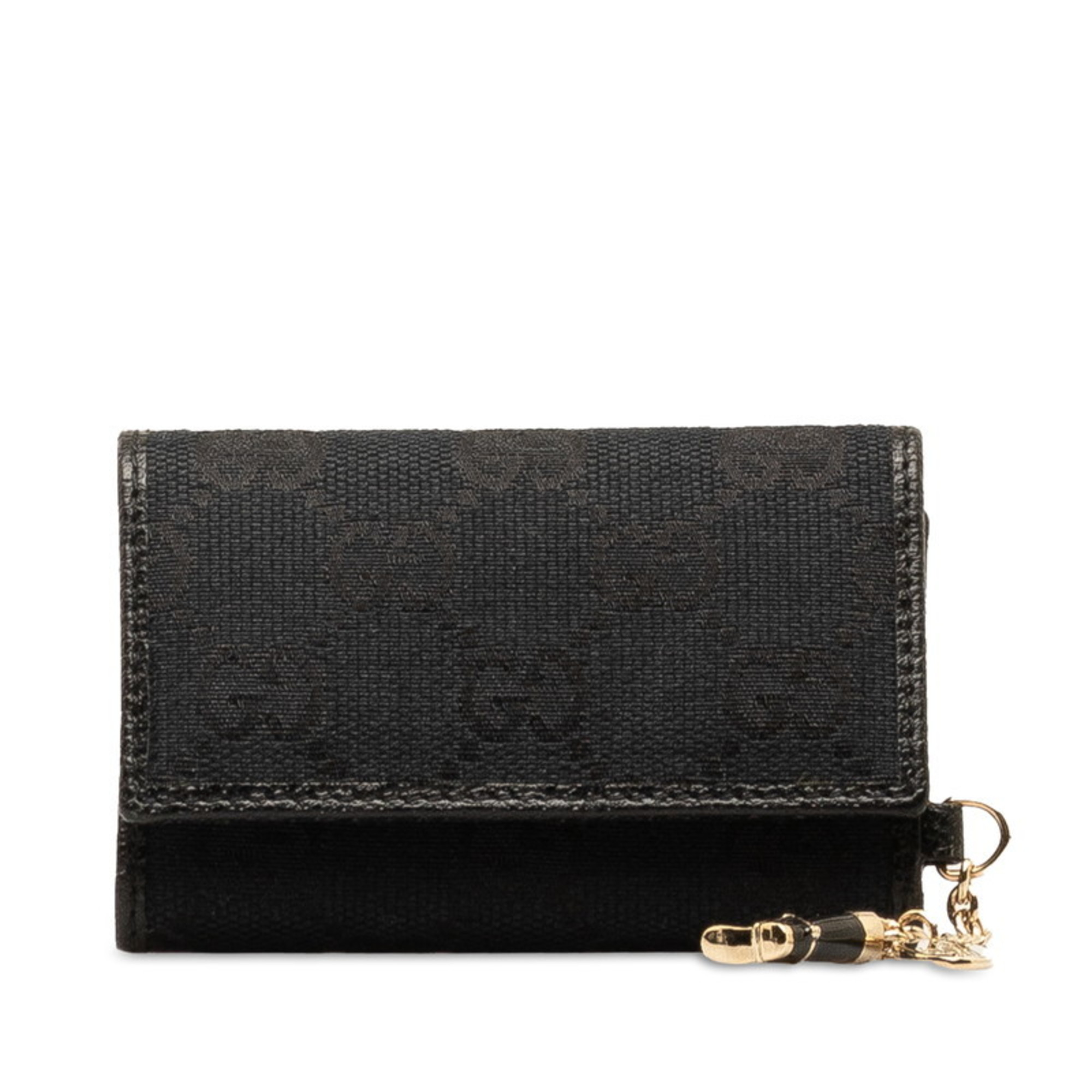 Gucci GG Canvas 6-ring Key Case 154184 Black Leather Women's GUCCI