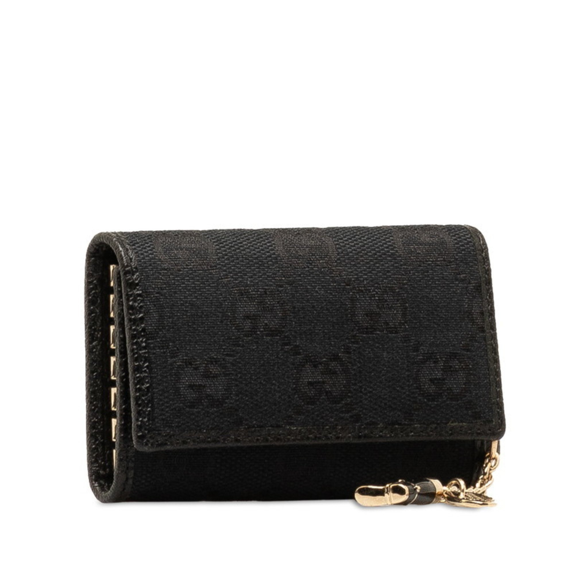 Gucci GG Canvas 6-ring Key Case 154184 Black Leather Women's GUCCI