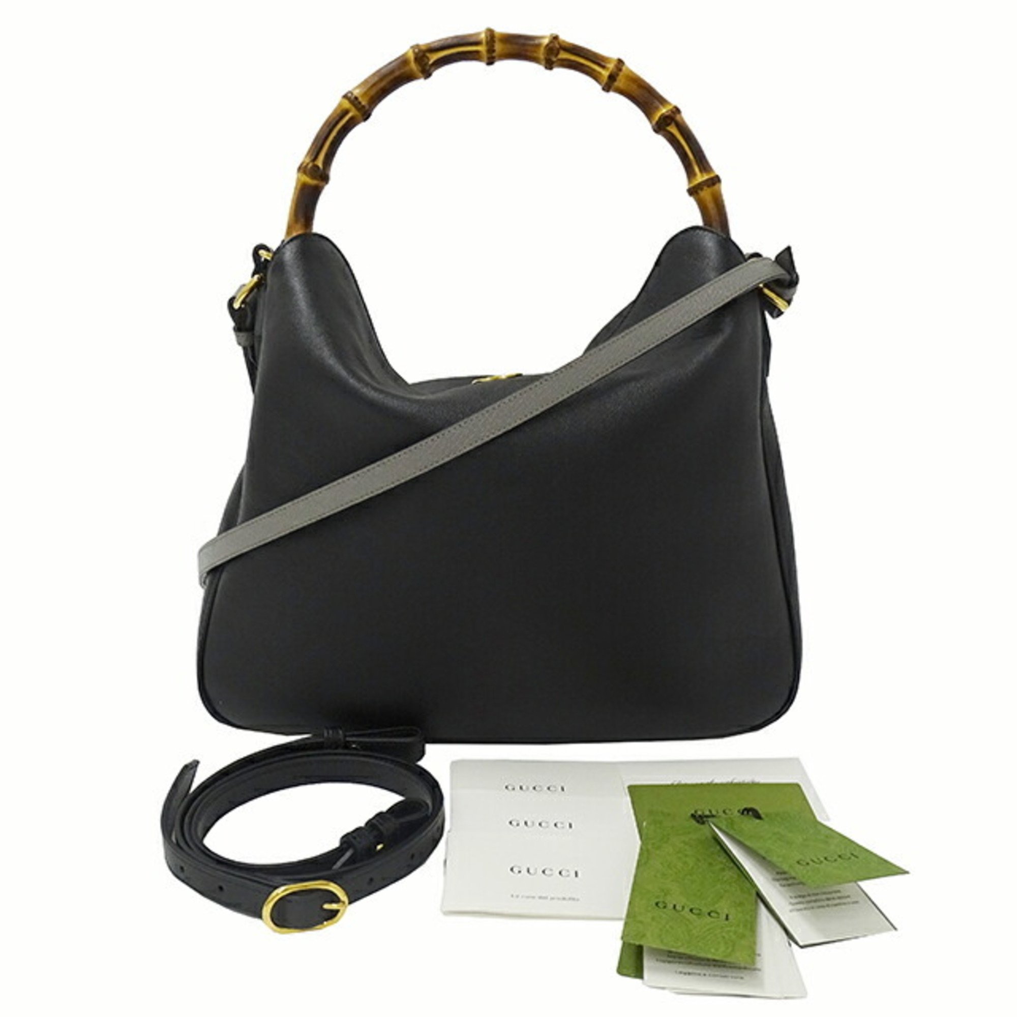 Gucci GUCCI Bag Women's GG Marmont Bamboo Handbag Shoulder 2way Leather Black 746245