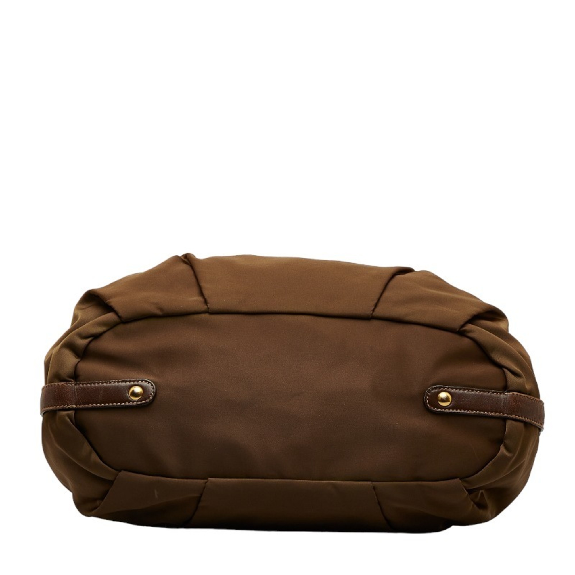 Prada Jacquard Handbag Shoulder Bag Brown Nylon Leather Women's PRADA