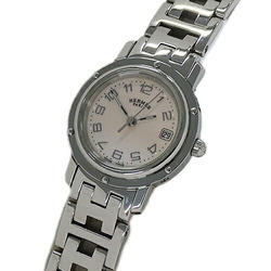 Hermes HERMES Watch Ladies Clipper Nacle Shell Date Quartz Stainless Steel SS CL4.210 Silver Polished