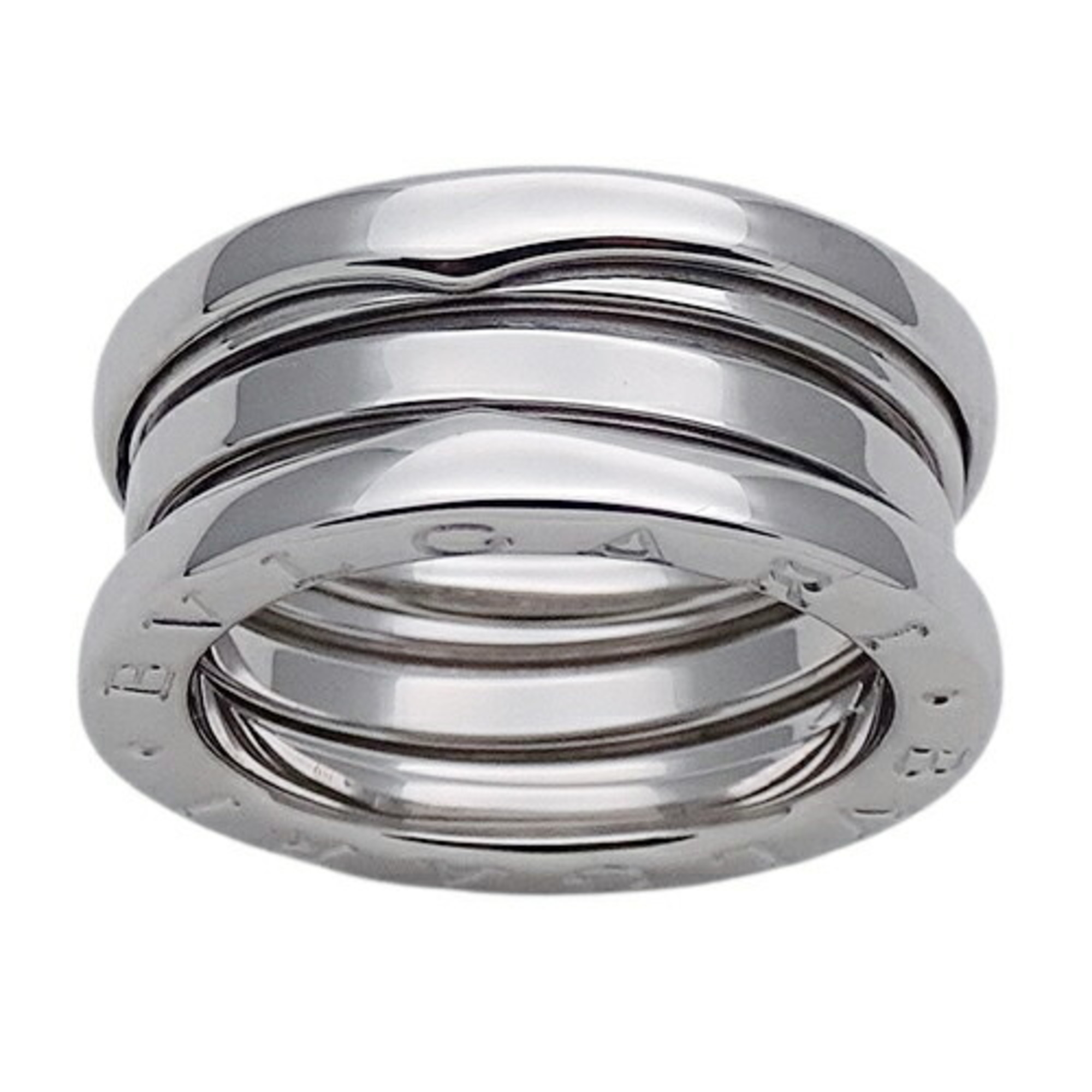 BVLGARI Ring for Women and Men, 750WG B-zero1, White Gold, 3 Bands, #51, Size 11, Polished