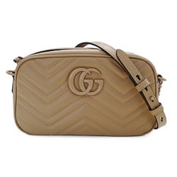 GUCCI Women's Shoulder Bag Leather GG Marmont Quilted Small Beige 447632