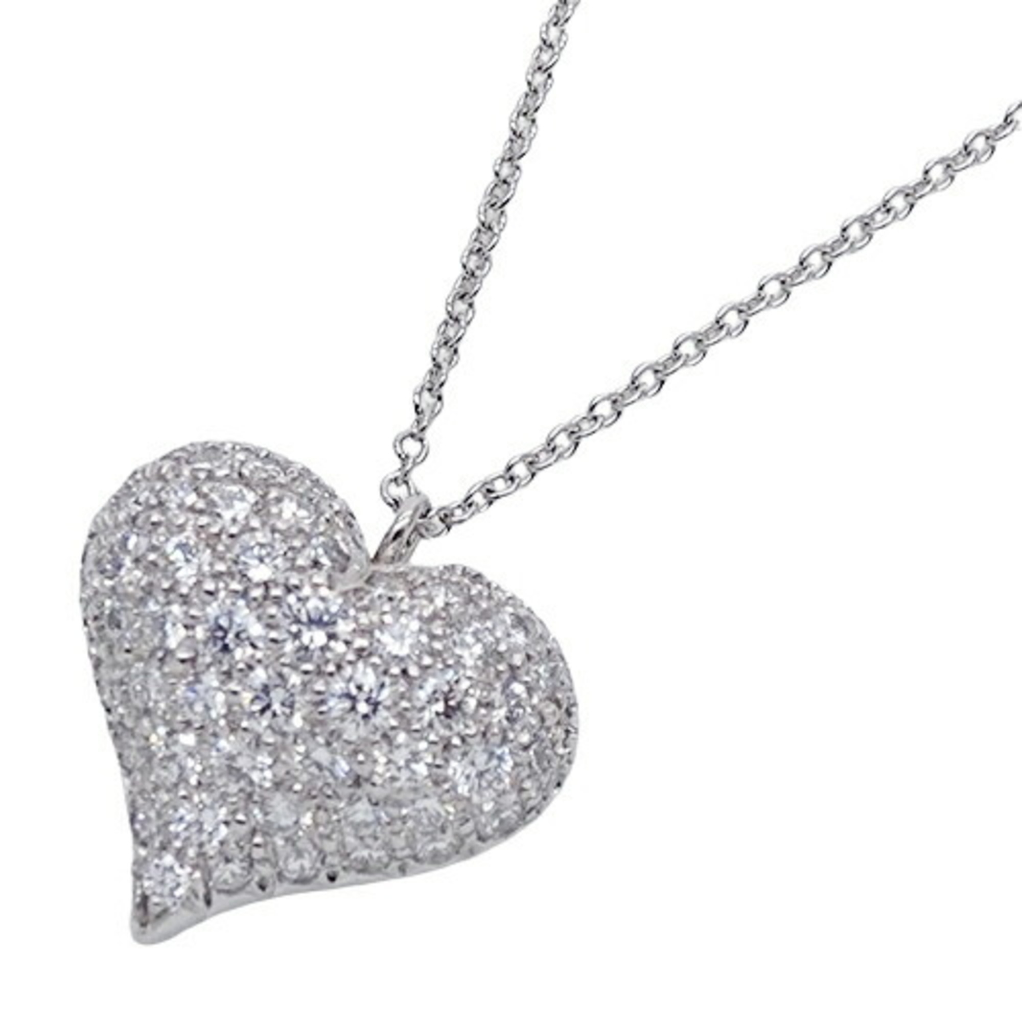 Tiffany & Co. Necklace for women, PT950, diamond, pinched heart, platinum, polished