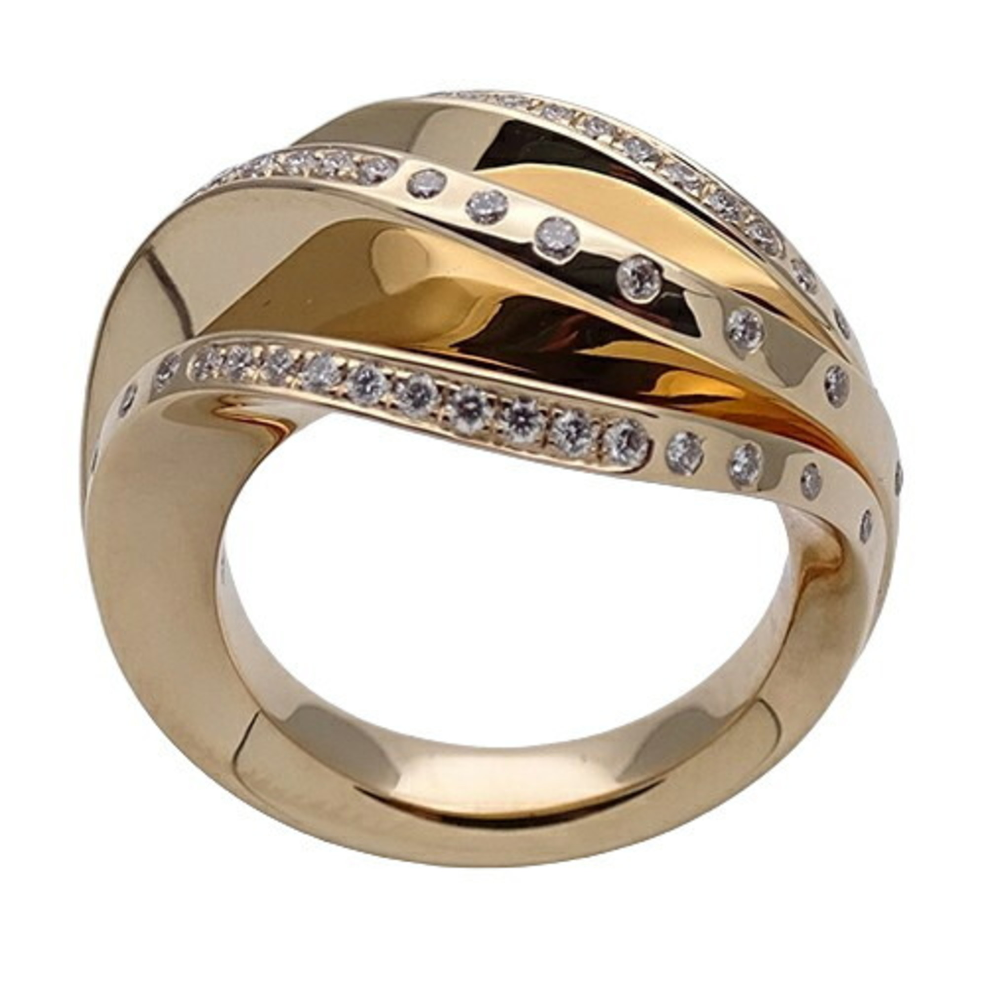 Cartier Ring for Women, 750YG Diamond, Paris Nouvelle Berg, Yellow Gold, #51, Size 10.5, Polished