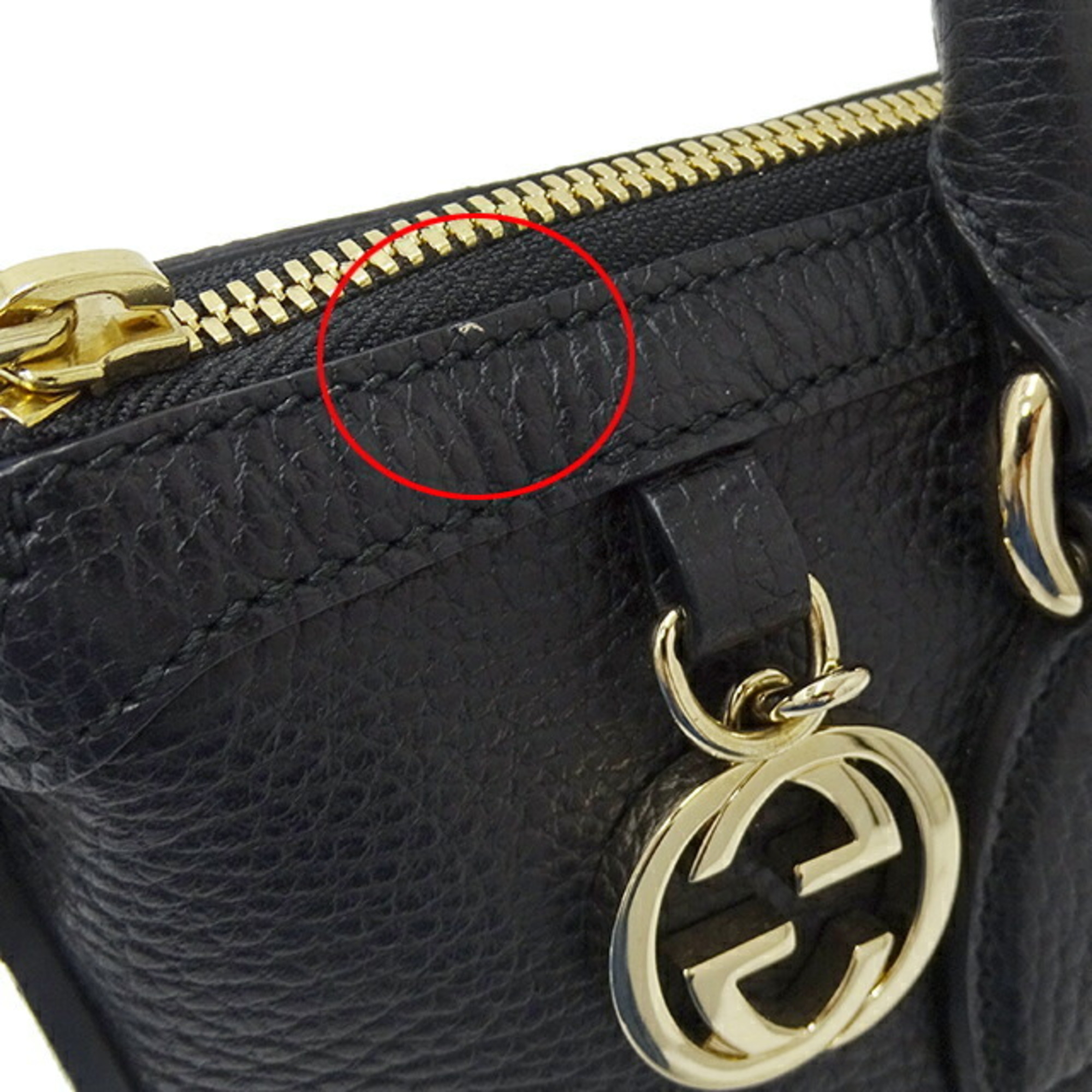 Gucci GUCCI Bag Women's Interlocking Handbag Shoulder 2way Leather Black 449659