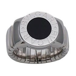 BVLGARI Ring for Women, 750WG Onyx, Tubogas, White Gold, Size 8, Polished