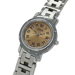 Hermes HERMES Watch Ladies Clipper Date Quartz Stainless Steel SS CL4.210 Silver Orange Polished