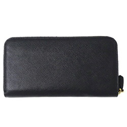 PRADA Wallet for Women and Men, Long Wallet, Saffiano Black, 1ML506, Round