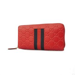 Gucci Long Wallet Sherry Line Guccissima 408831 Leather Red Men's