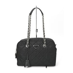 PRADA Quilted Chain Shoulder Boston Bag 1BB903 Nylon Nero (Black) E-155638