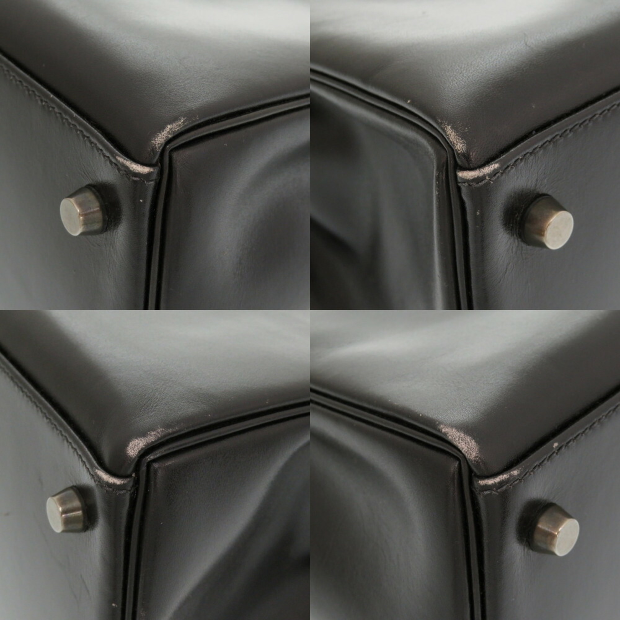 Hermes Kelly 35 Inner Stitching Box Calf Black Ruthenium Hardware G Stamp Handbag 1733 HERMES