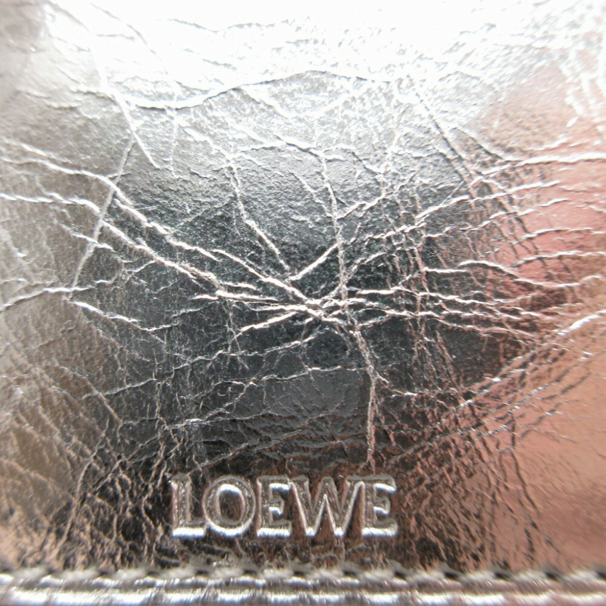 LOEWE Anagram Name Tag Leather Metallic Silver 0151LOEWE