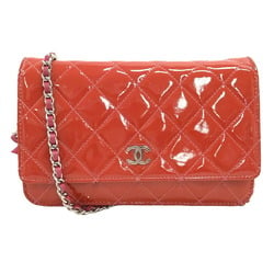 CHANEL Chanel Matelasse 25 Chain Wallet Coco Mark Shoulder Bag Orange Women's