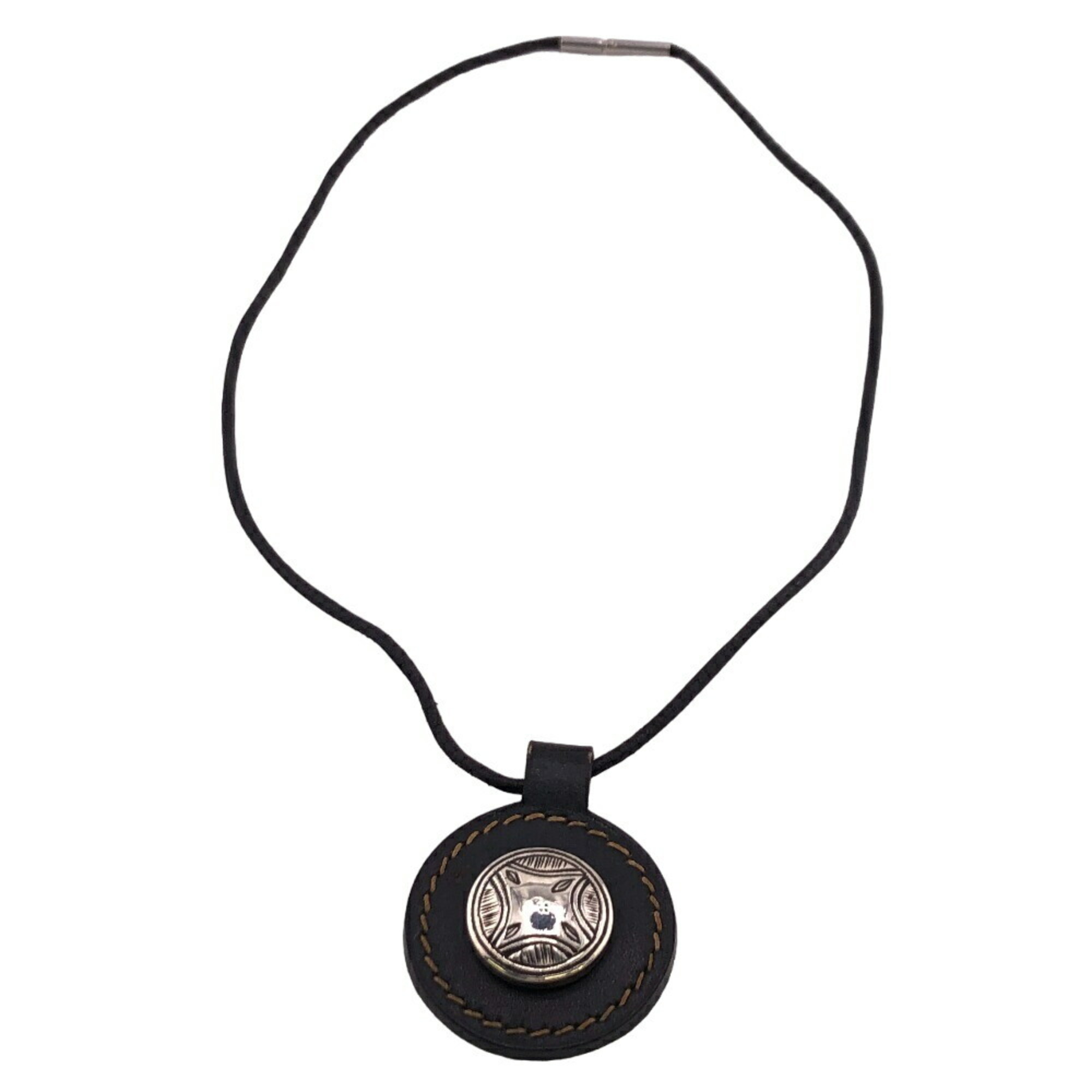 HERMES Touareg Round Necklace, Black, Unisex