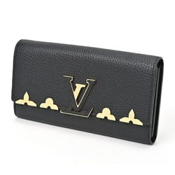Louis Vuitton LOUIS VUITTON Portefeuille Capucines M64551 Taurillon Leather Black Gold S-155656