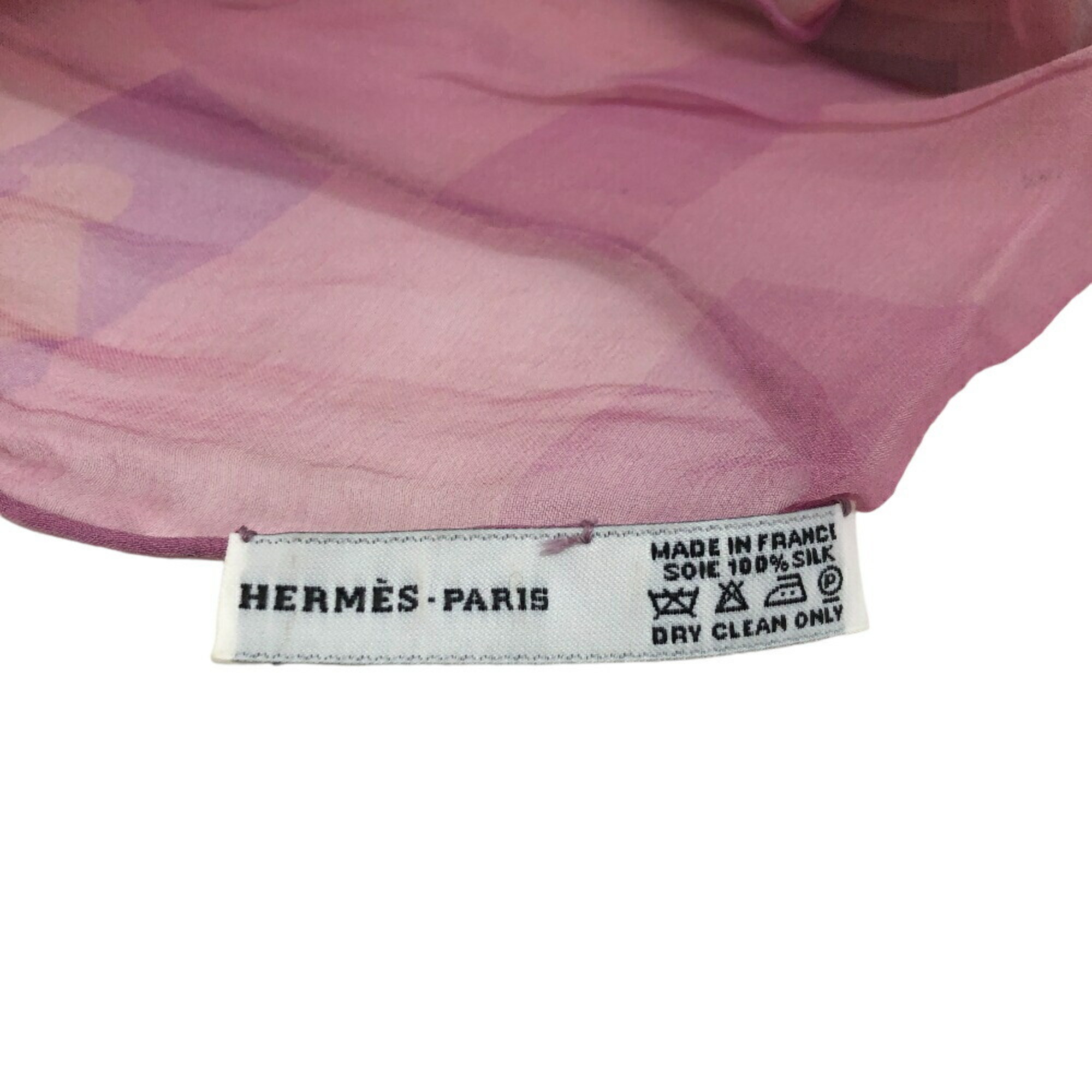 HERMES Silk Muslin GALOP CHROMATIQUE Stole Pink Women's