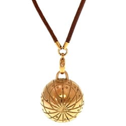 Hermes Zodiac 1999 Limited Edition Globe Celestial Ball Metal Leather Gold Necklace 0240 HERMES