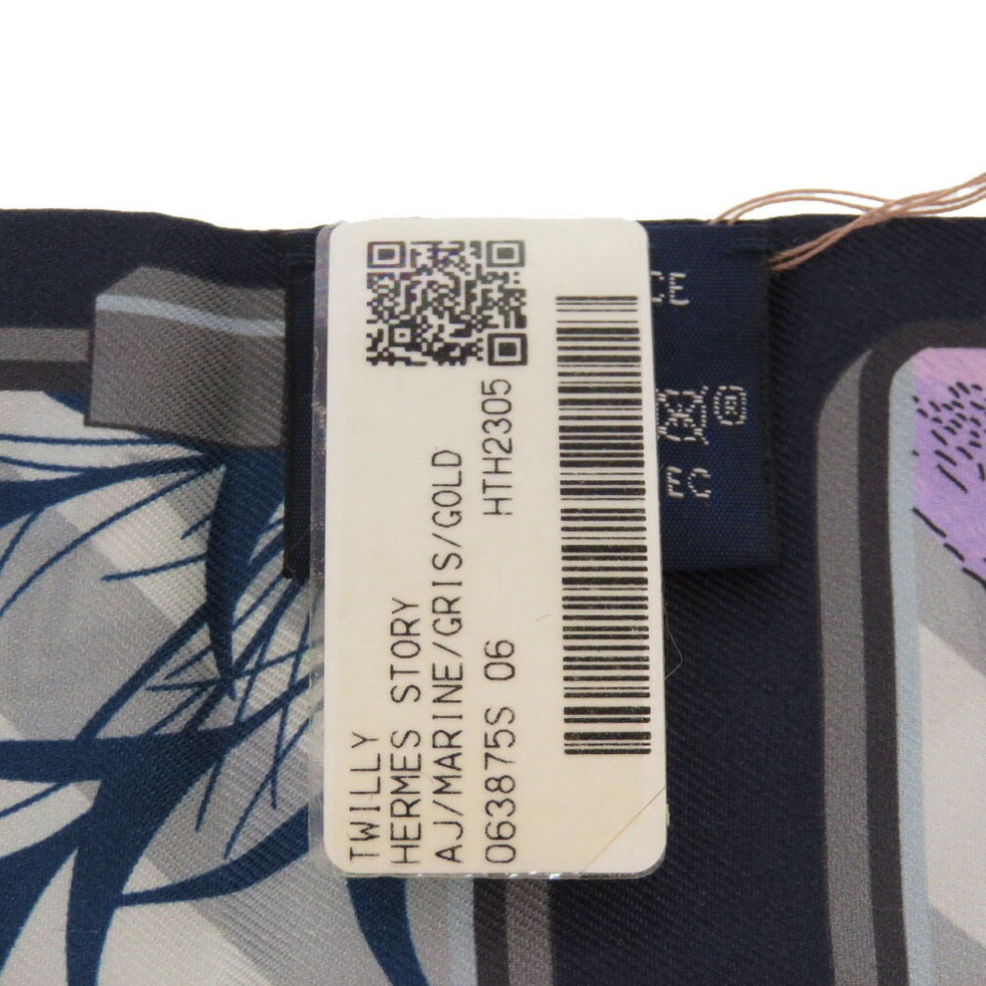 Hermes Twilly Story Silk Marine Gris Gold 0239 HERMES