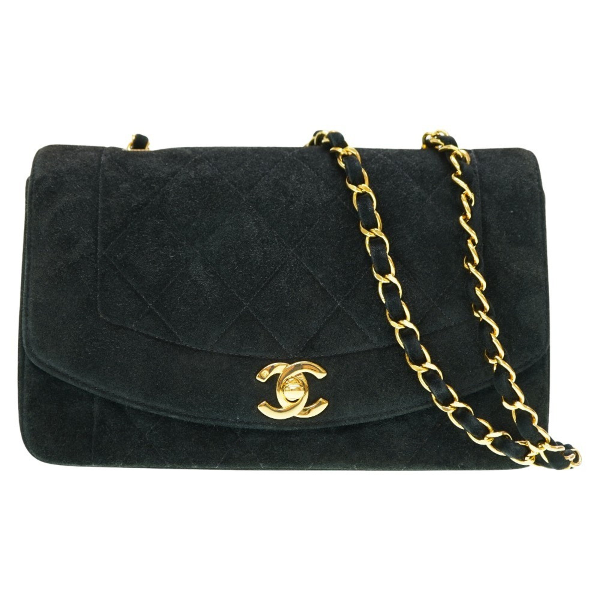 Chanel Diana 22 Suede Matelasse Chain Shoulder Bag Dobris Black 0039CHANEL