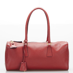 Prada Boston Handbag BR0227 Red Leather Women's PRADA