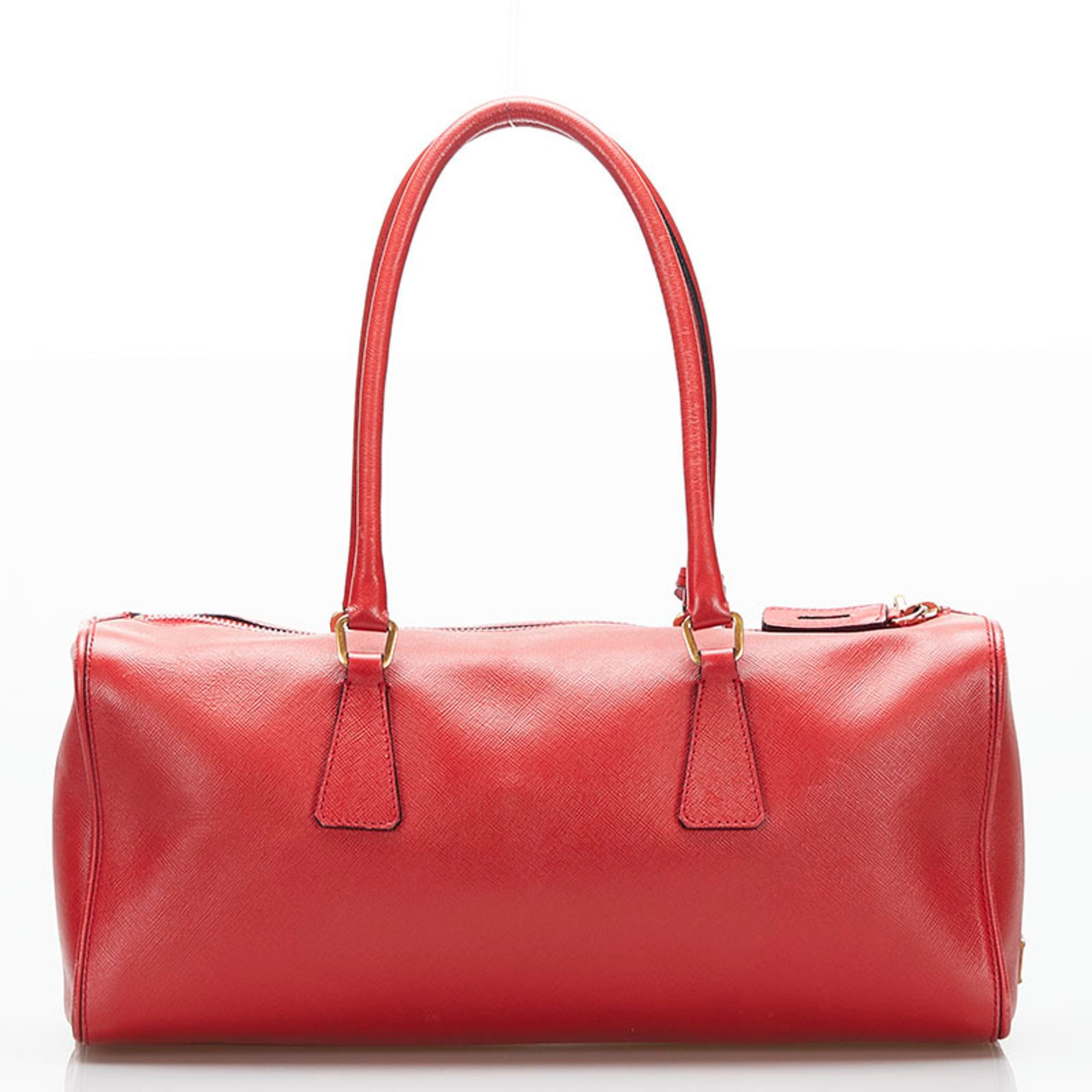 Prada Boston Handbag BR0227 Red Leather Women's PRADA